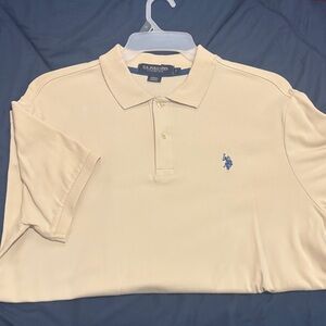 U.S. Polo Assn. Men's Polo Shirt in Cream with Blue Logo